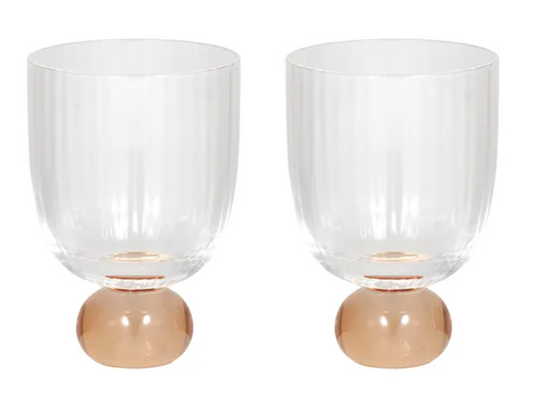 Giselle Ribbed Goblet - Set of 2 - Peach