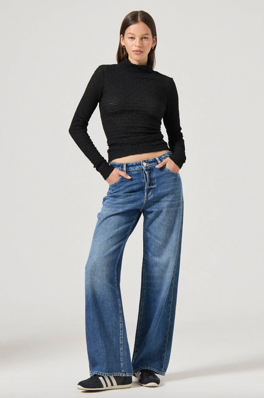 Highneck Daisy Top - Black