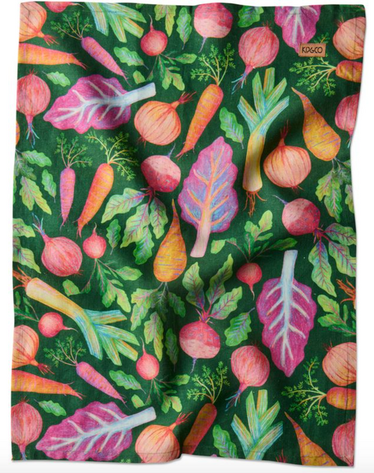 Veggie Soup Linen Tea Towel
