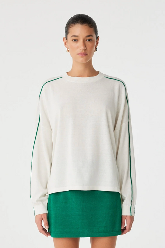 Pippa Long Sleeve - Cream & Palm Green