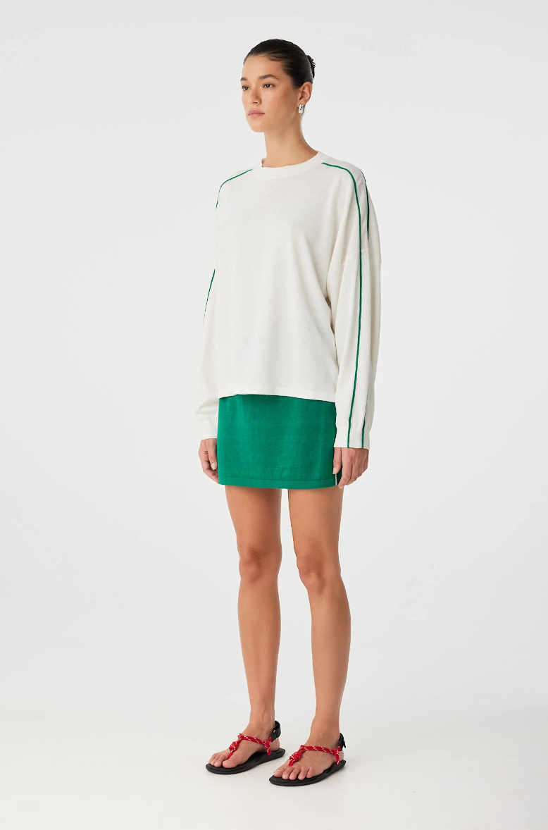 Pippa Long Sleeve - Cream & Palm Green