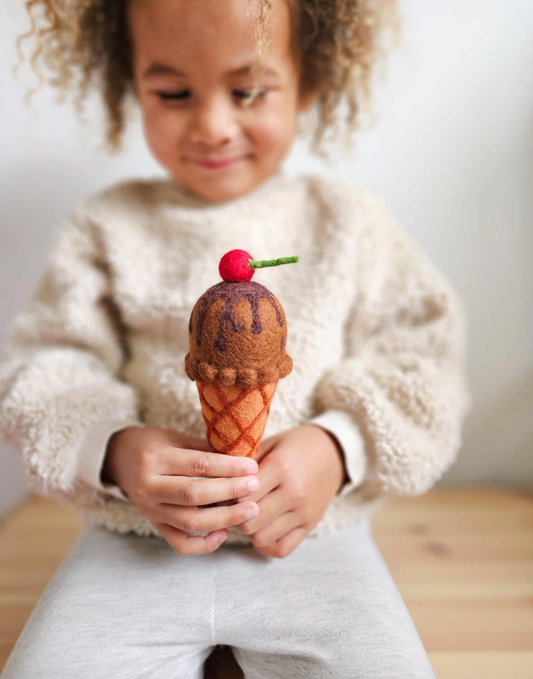 Felt Ice Cream Cone - Double Chocolate with Cherry