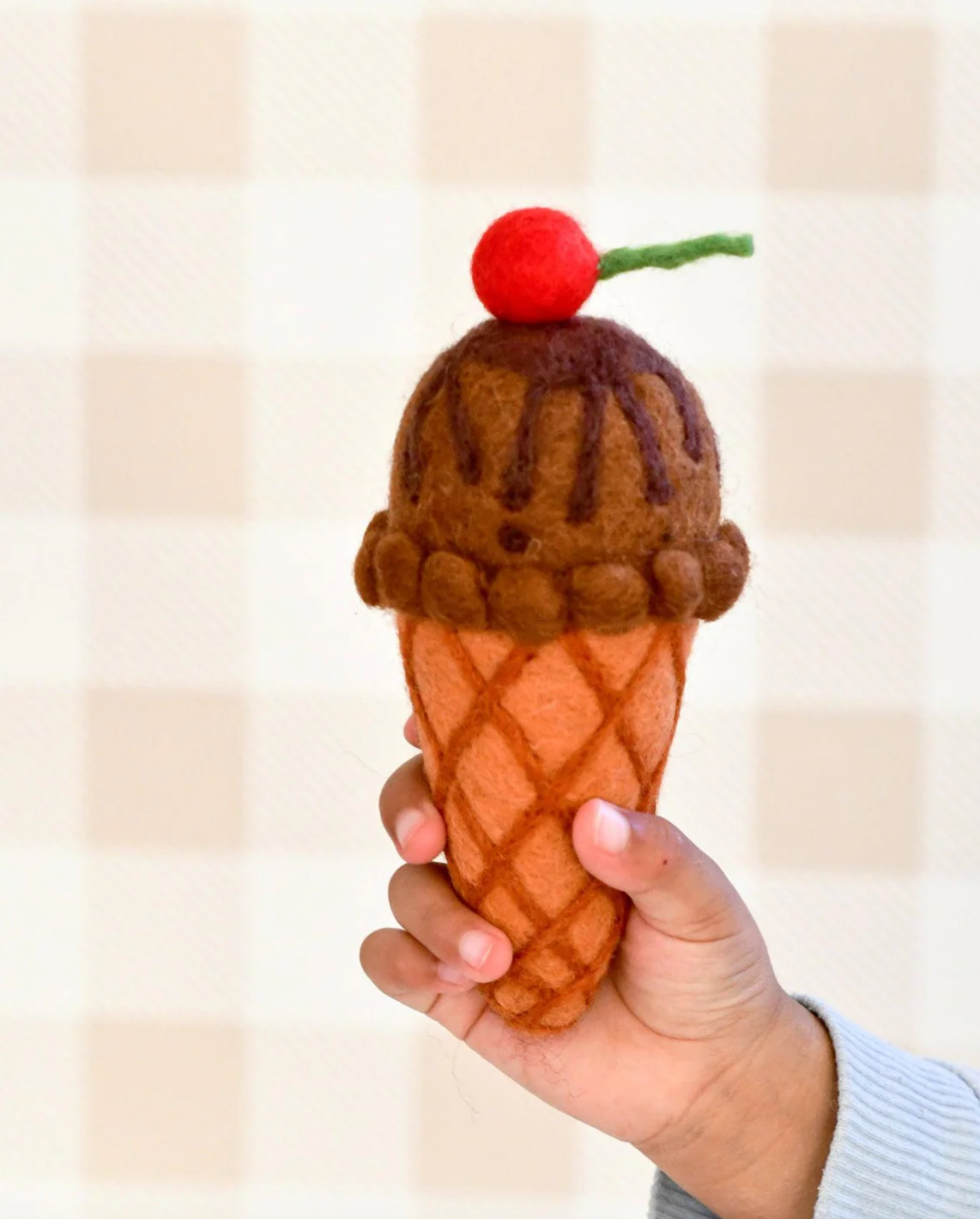 Felt Ice Cream Cone - Double Chocolate with Cherry