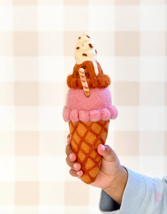 Felt Ice Cream Cone - Neapolitan