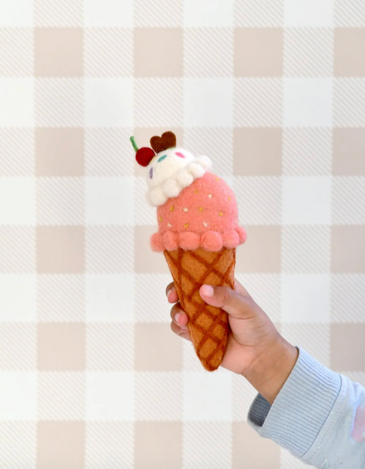 Felt Ice Cream Cone - Watermelon & Coconut