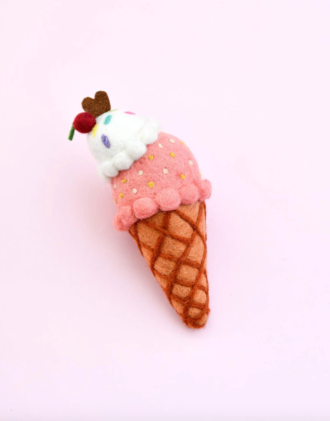 Felt Ice Cream Cone - Watermelon & Coconut