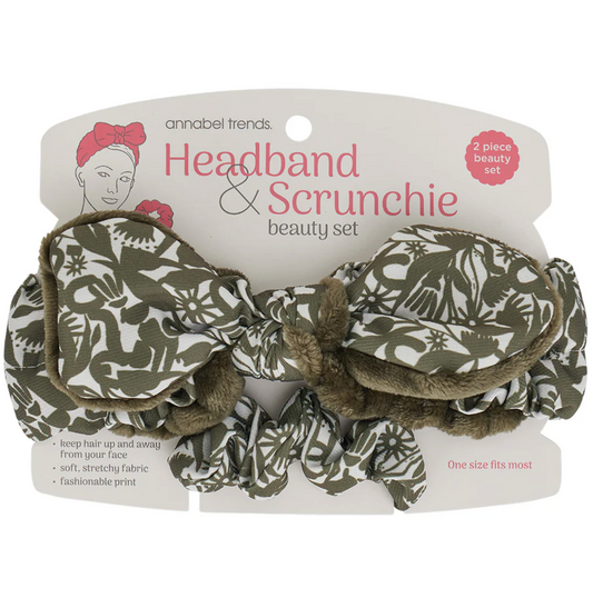 Printed Headband & Scrunchie Beauty Set - Abstract Gums