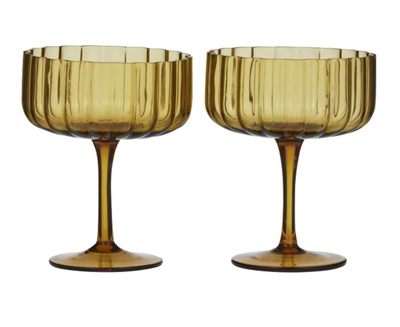 Hazel Set of 2 Glass Coupe - Amber