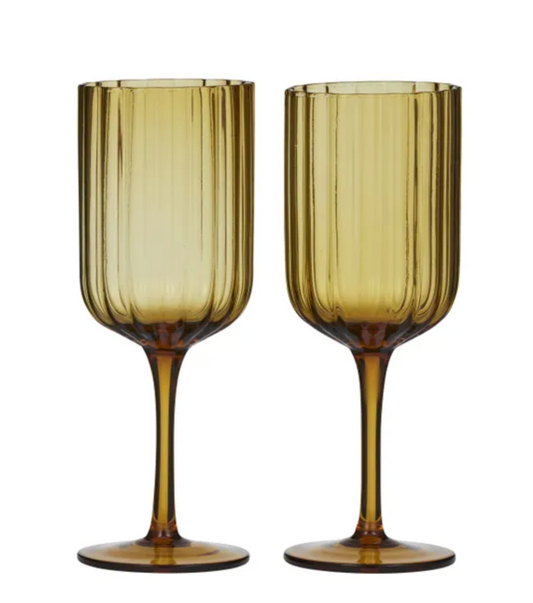 Hazel Set of 2 Wine Glass - Amber