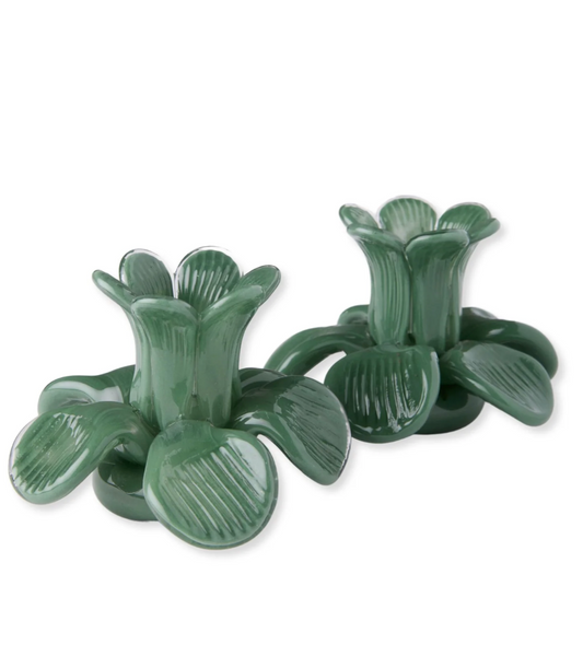 Flower Top Pistachio Candle Holder 2P Set