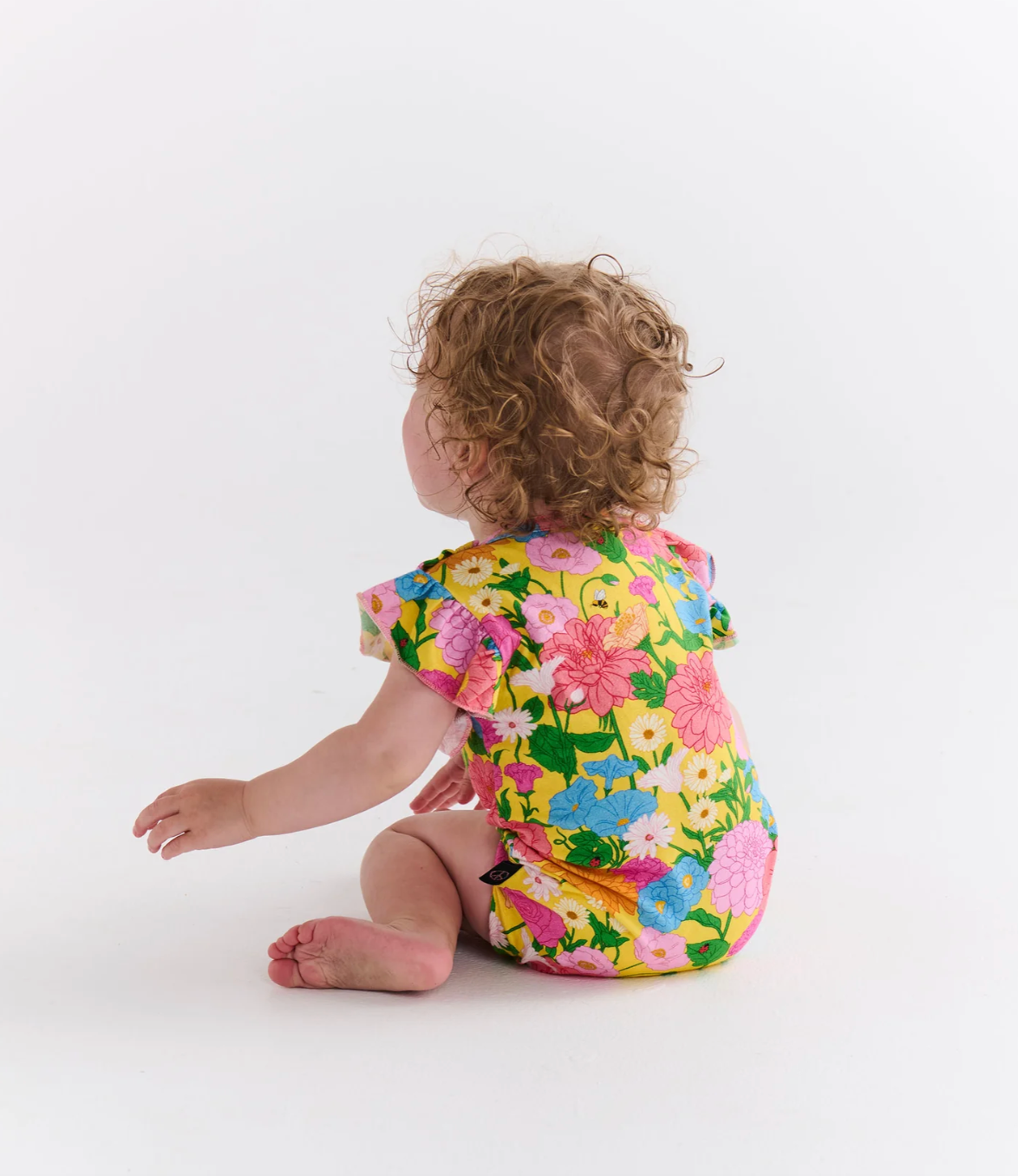 Follow The Sun Yellow Organic Short Sleeve Frill Romper