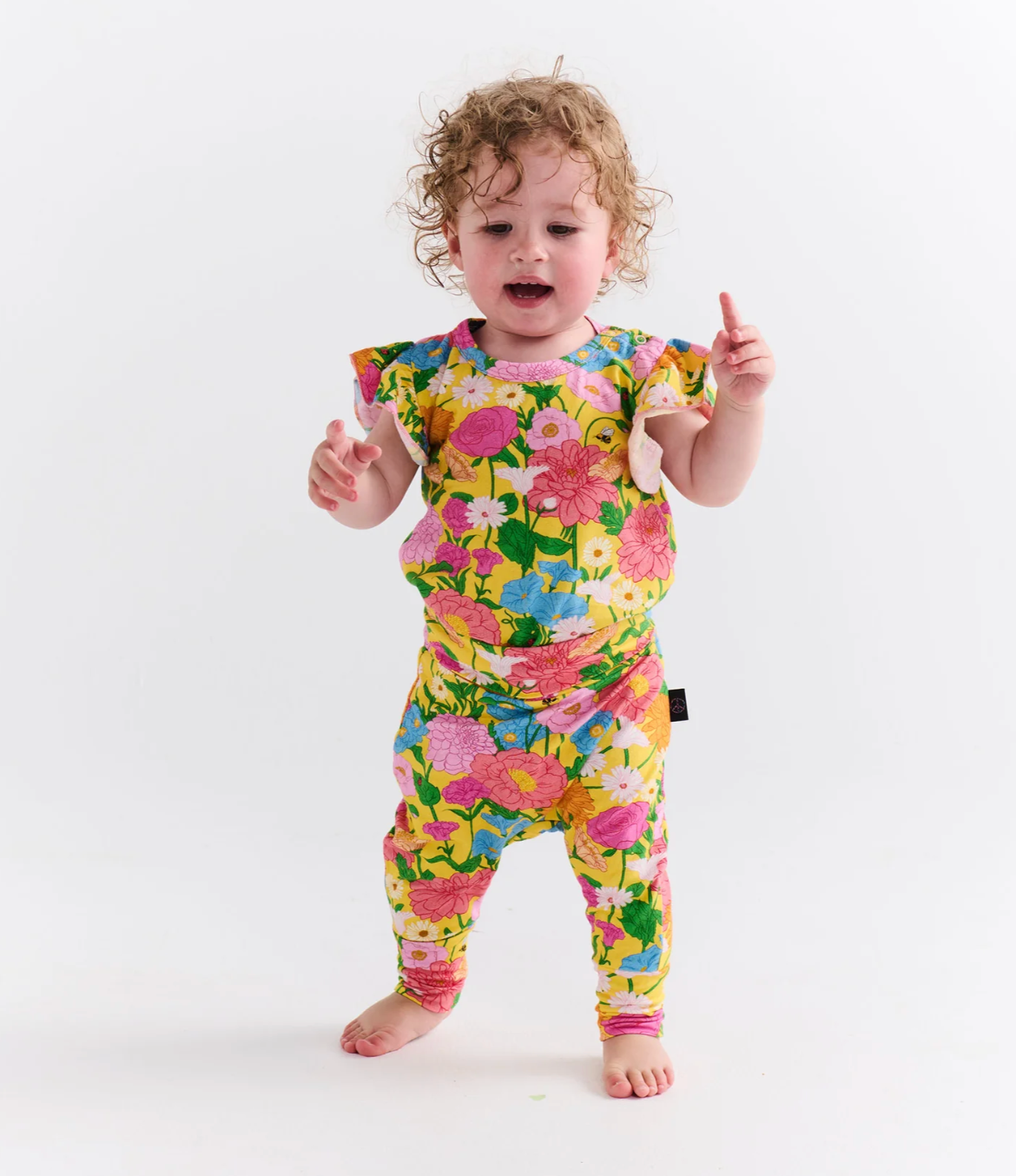 Follow The Sun Yellow Organic Short Sleeve Frill Romper
