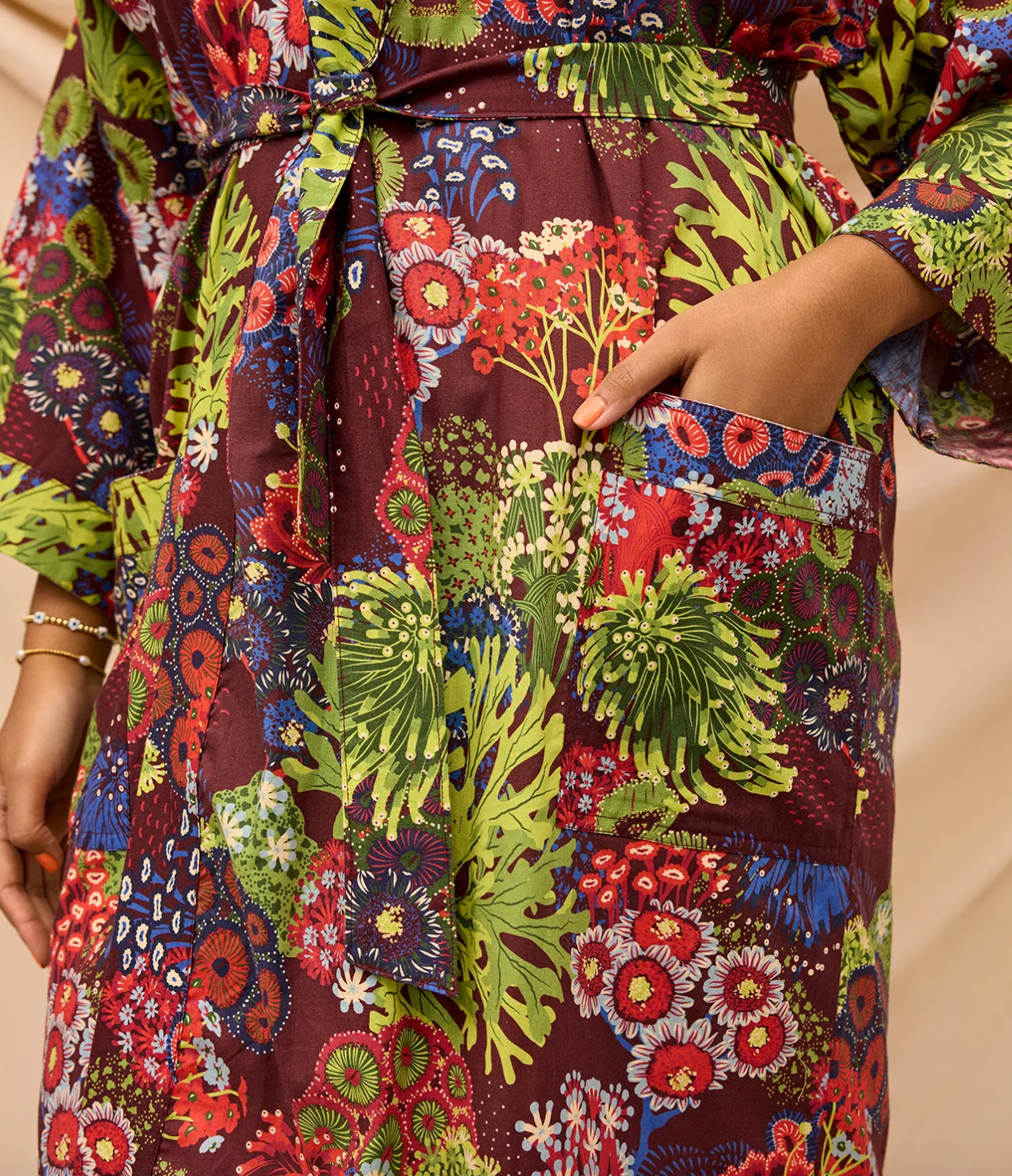 Cora Cotton Bath Robe - Garnet
