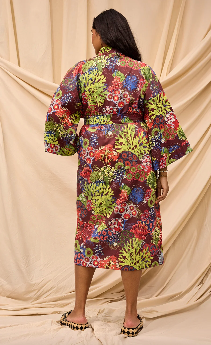 Cora Cotton Bath Robe - Garnet