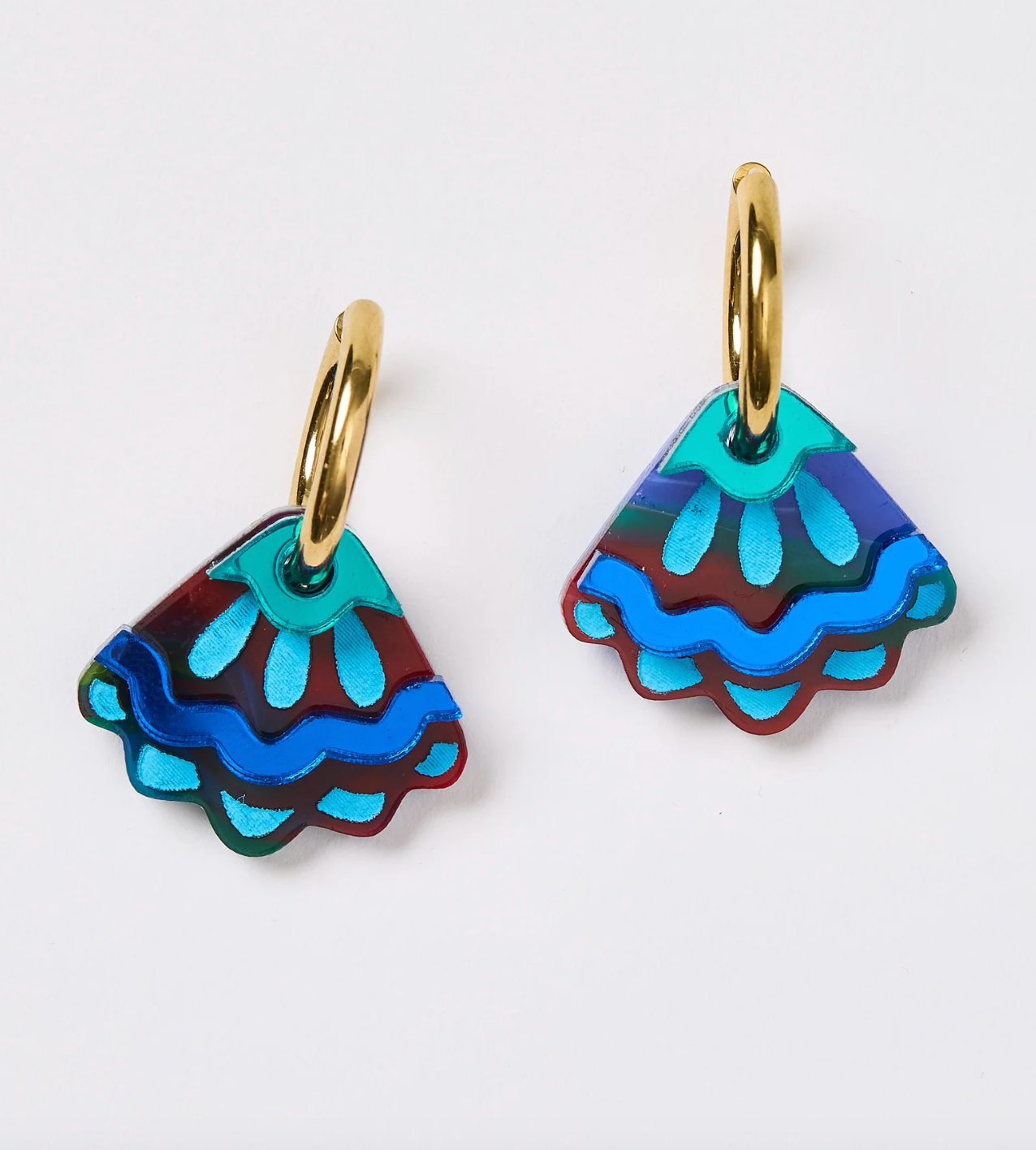 Frill Pod Earrings - Blue Watercolour