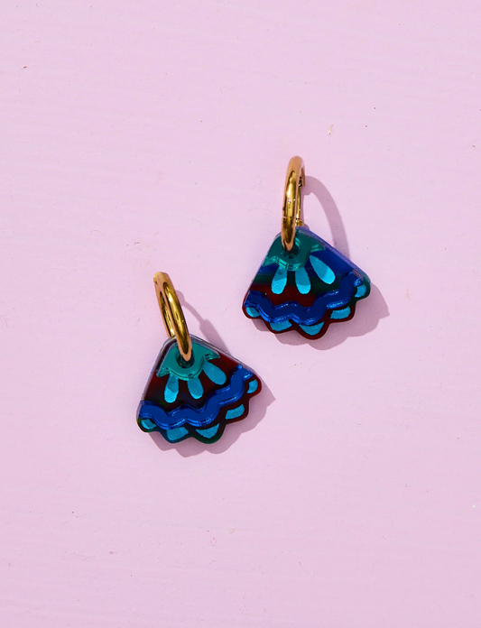 Frill Pod Earrings - Blue Watercolour