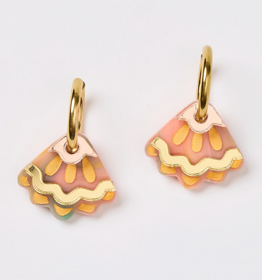 Frill Pod Earrings - Peach Watercolour