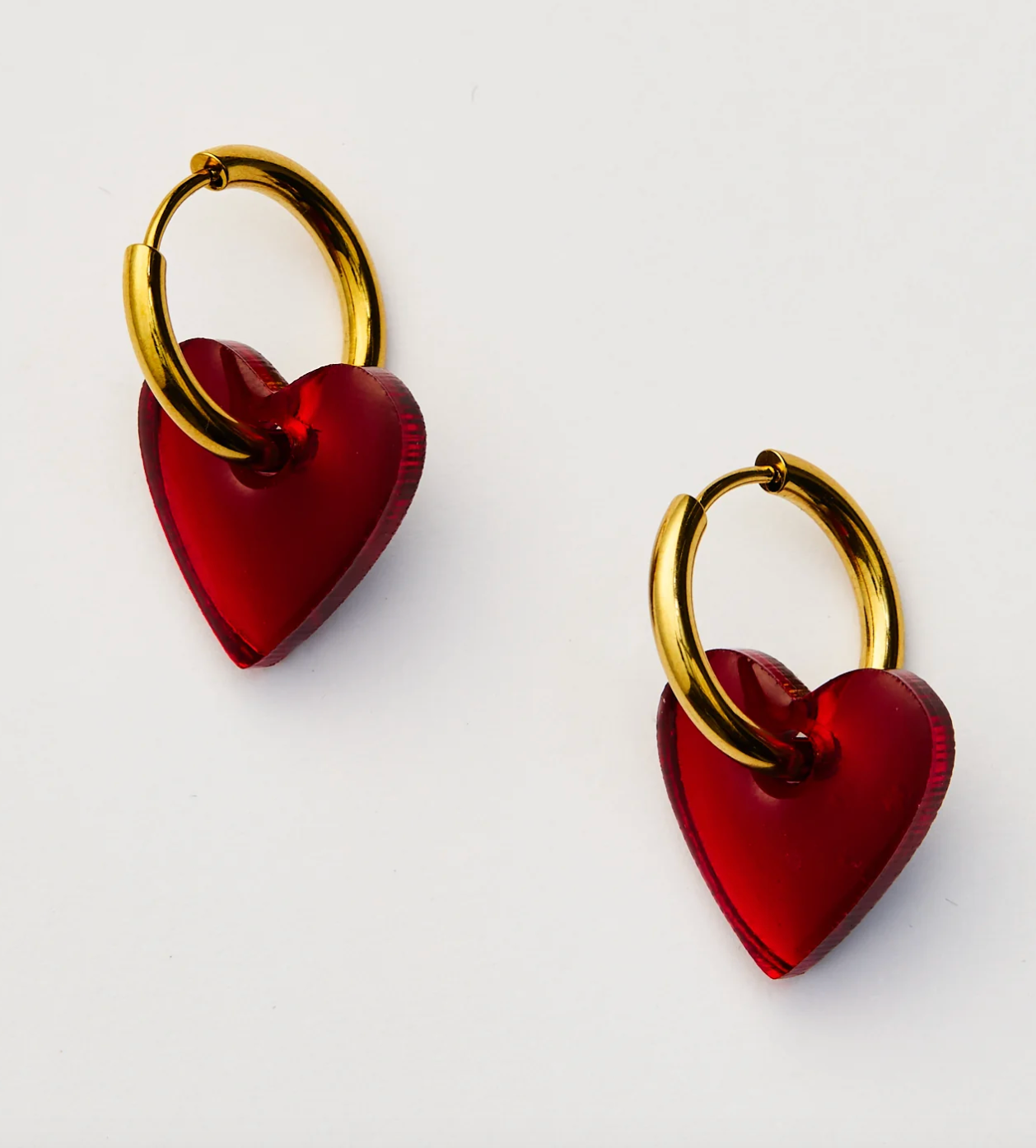 Marty Heart Earrings - Red