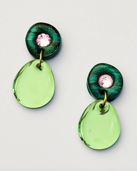 Jam Gem Clip On Earrings - Green