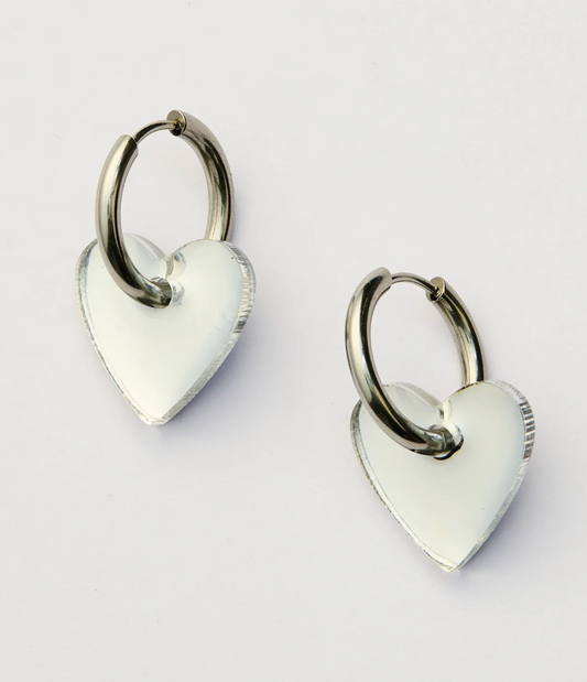 Marty Heart Earrings - Silver