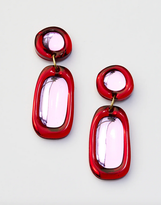Jelly Drop Clip On Earrings - Burgundy/Violet