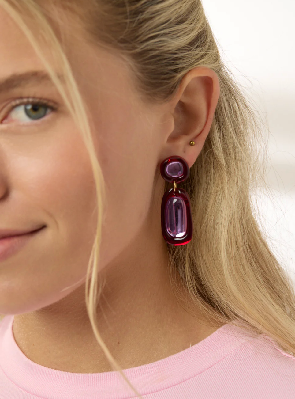 Jelly Drop Earrings - Burgundy/Violet