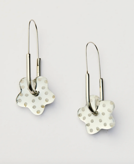 Dotty Flower Earrings - Silver