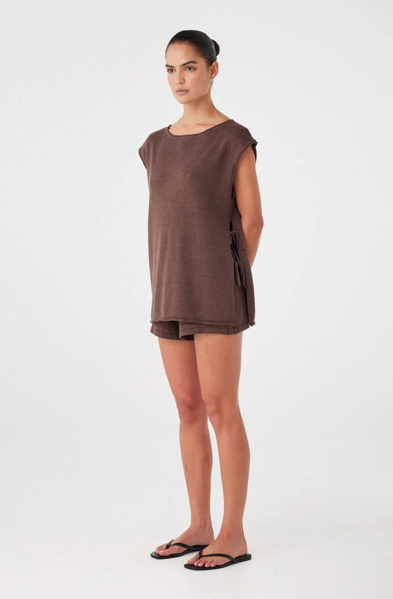 Poppy Tie Side Top - Espresso