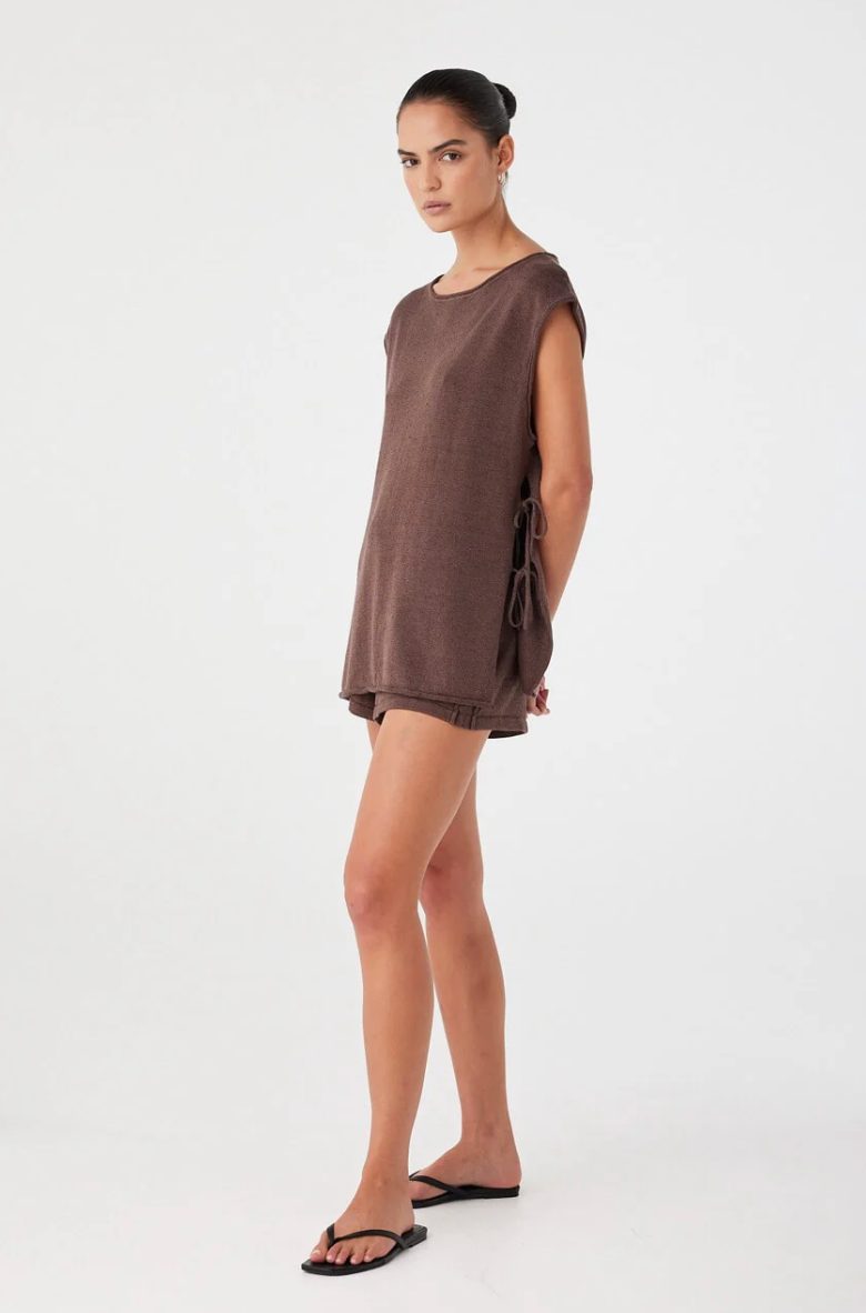 Poppy Tie Side Top - Espresso