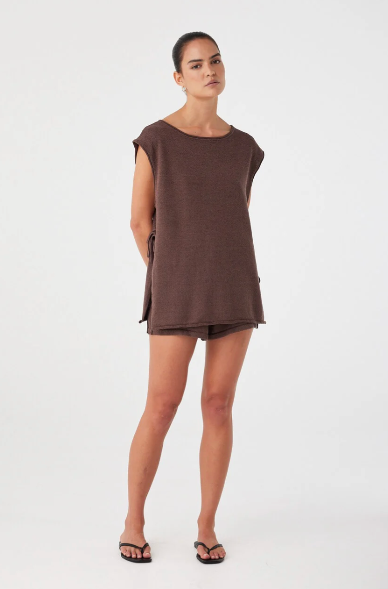 Poppy Tie Side Top - Espresso
