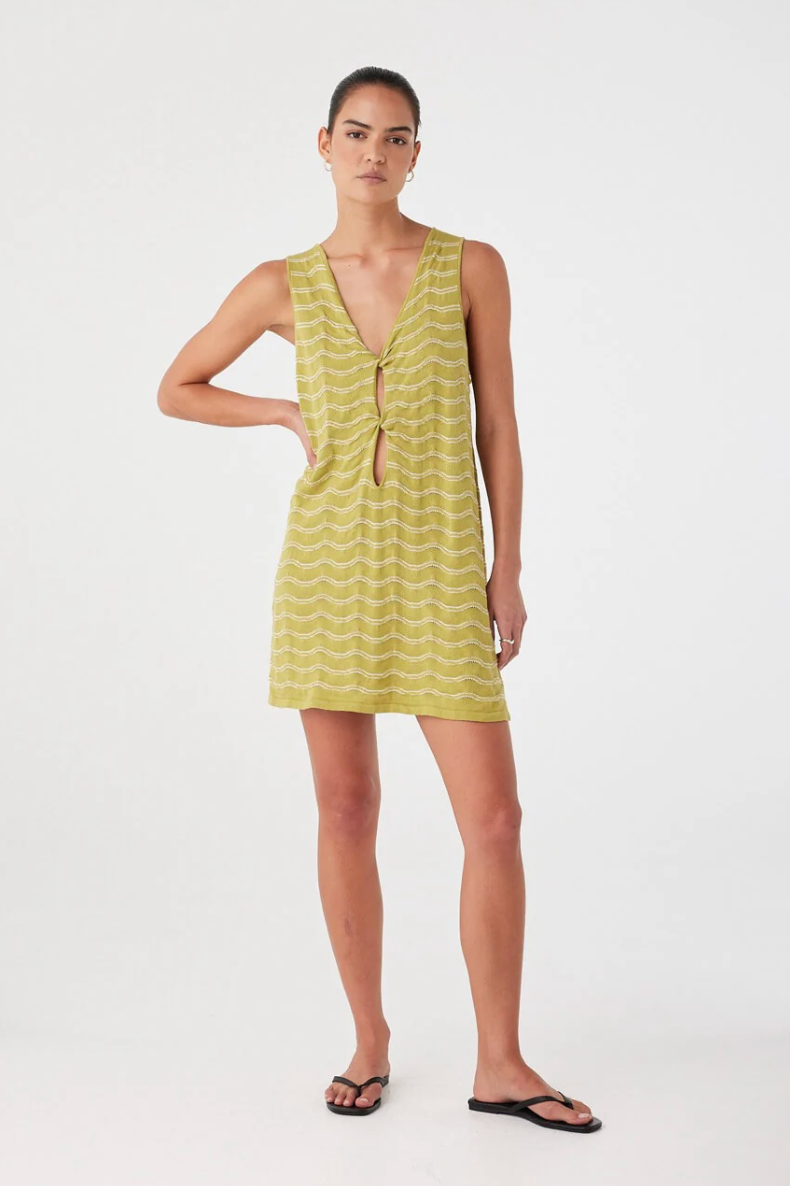 Onda Shift Dress - Matcha Wave
