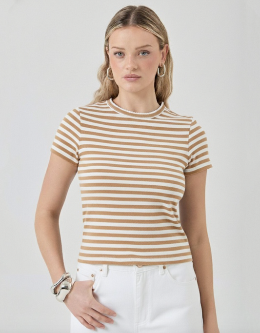 Classic Tee - Paros Stripe Taupe