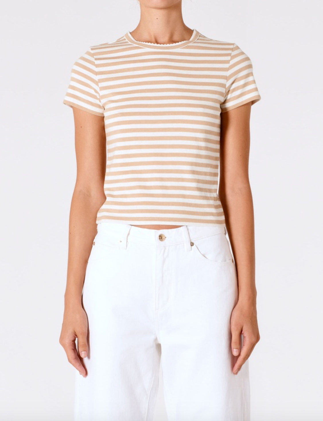 Classic Tee - Paros Stripe Taupe