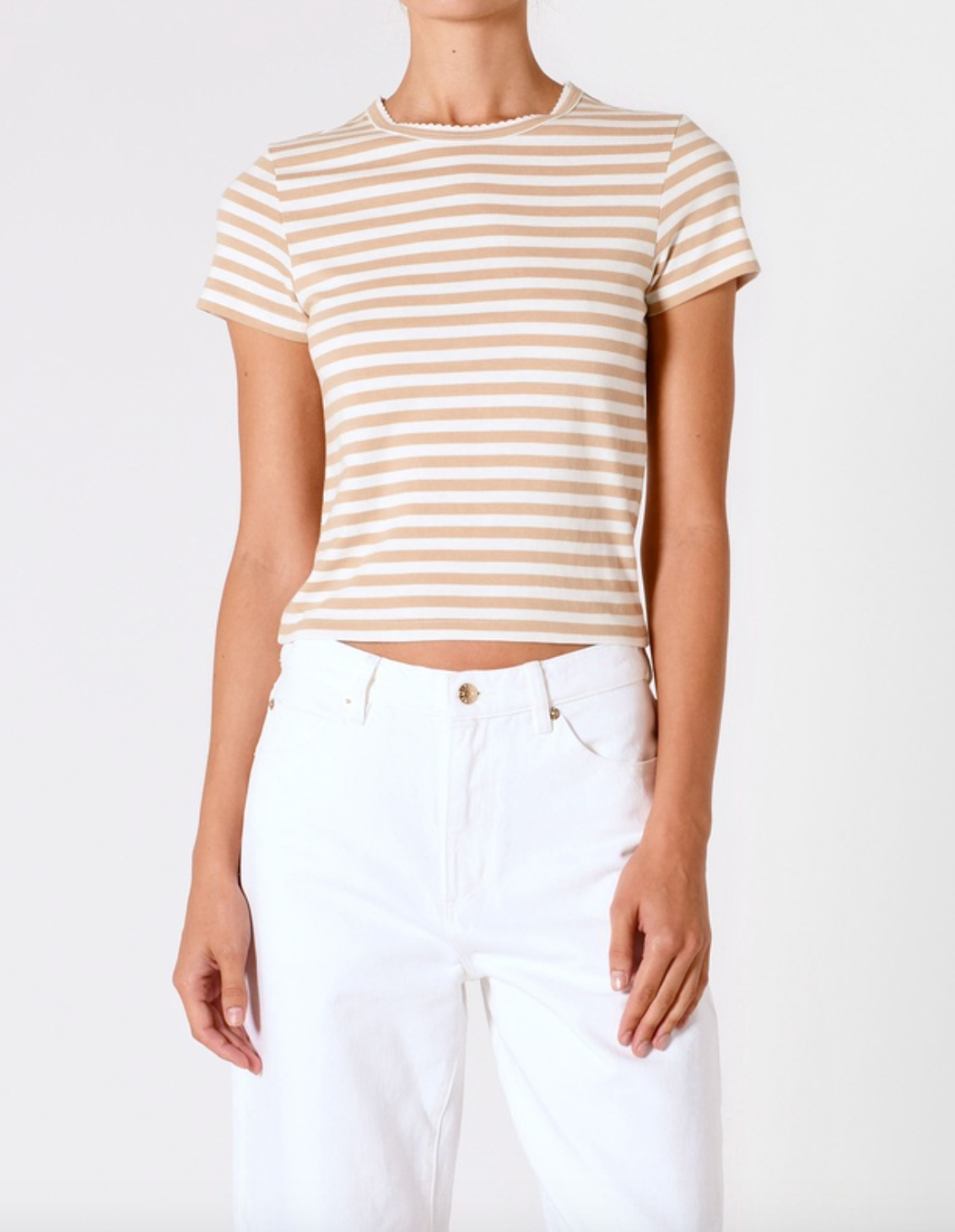 Classic Tee - Paros Stripe Taupe