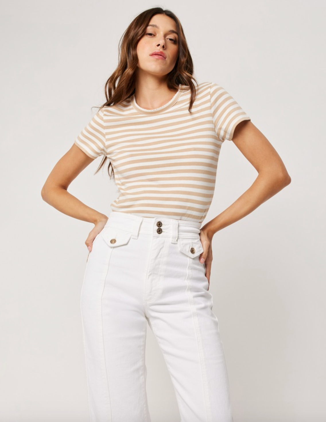 Classic Tee - Paros Stripe Taupe