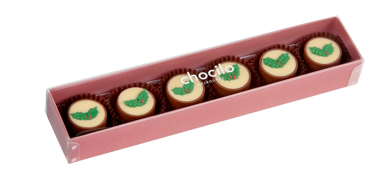 6 Pack Christmas Plum Pudding Milk Chocolates Gift Box - 80g