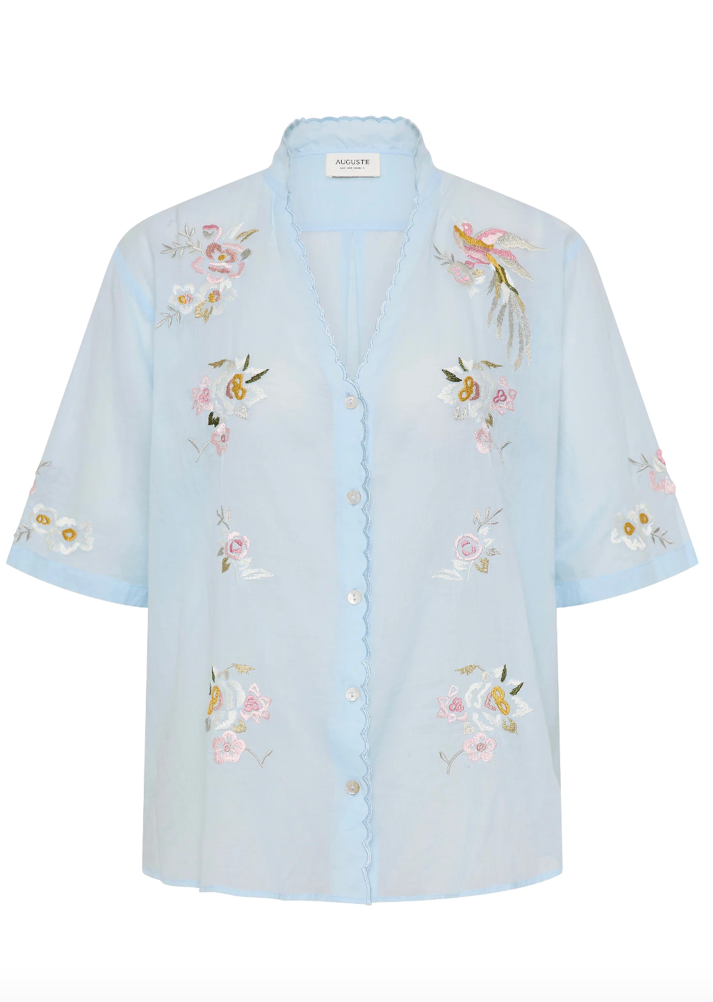 Viola Embroidered Blouse - Sky Blue