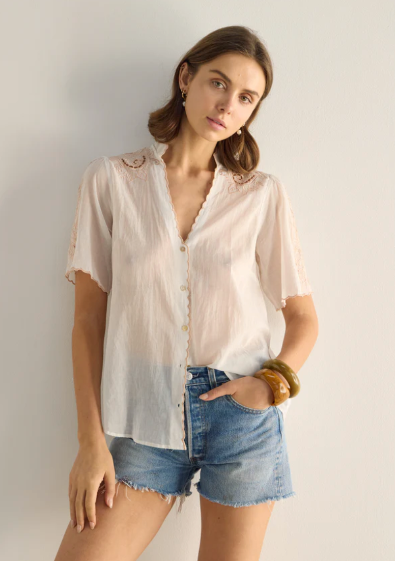 Alba Embroidered Blouse - White