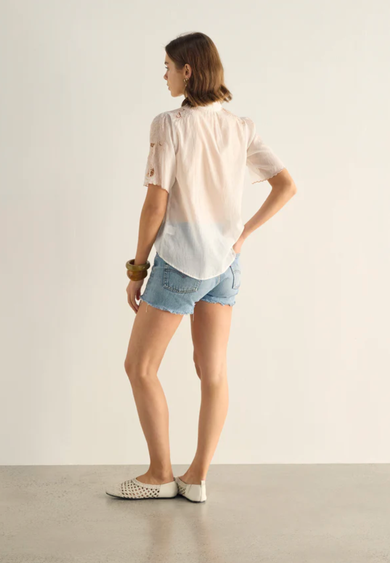 Alba Embroidered Blouse - White