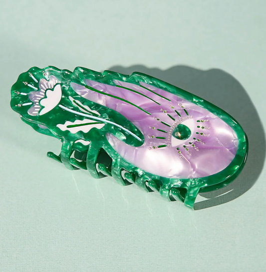 Emerald Palm Hair Claw Clip
