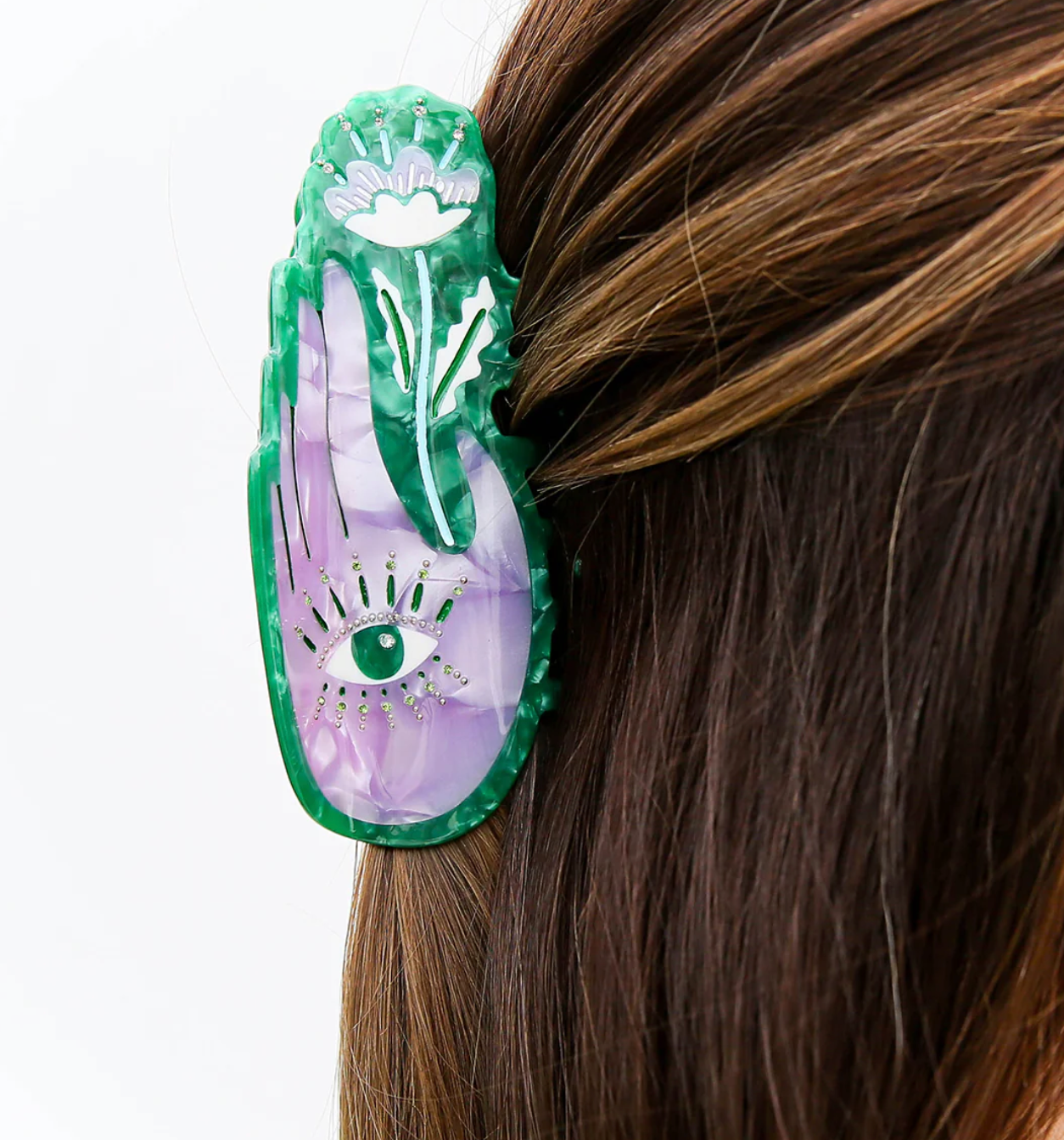 Emerald Palm Hair Claw Clip