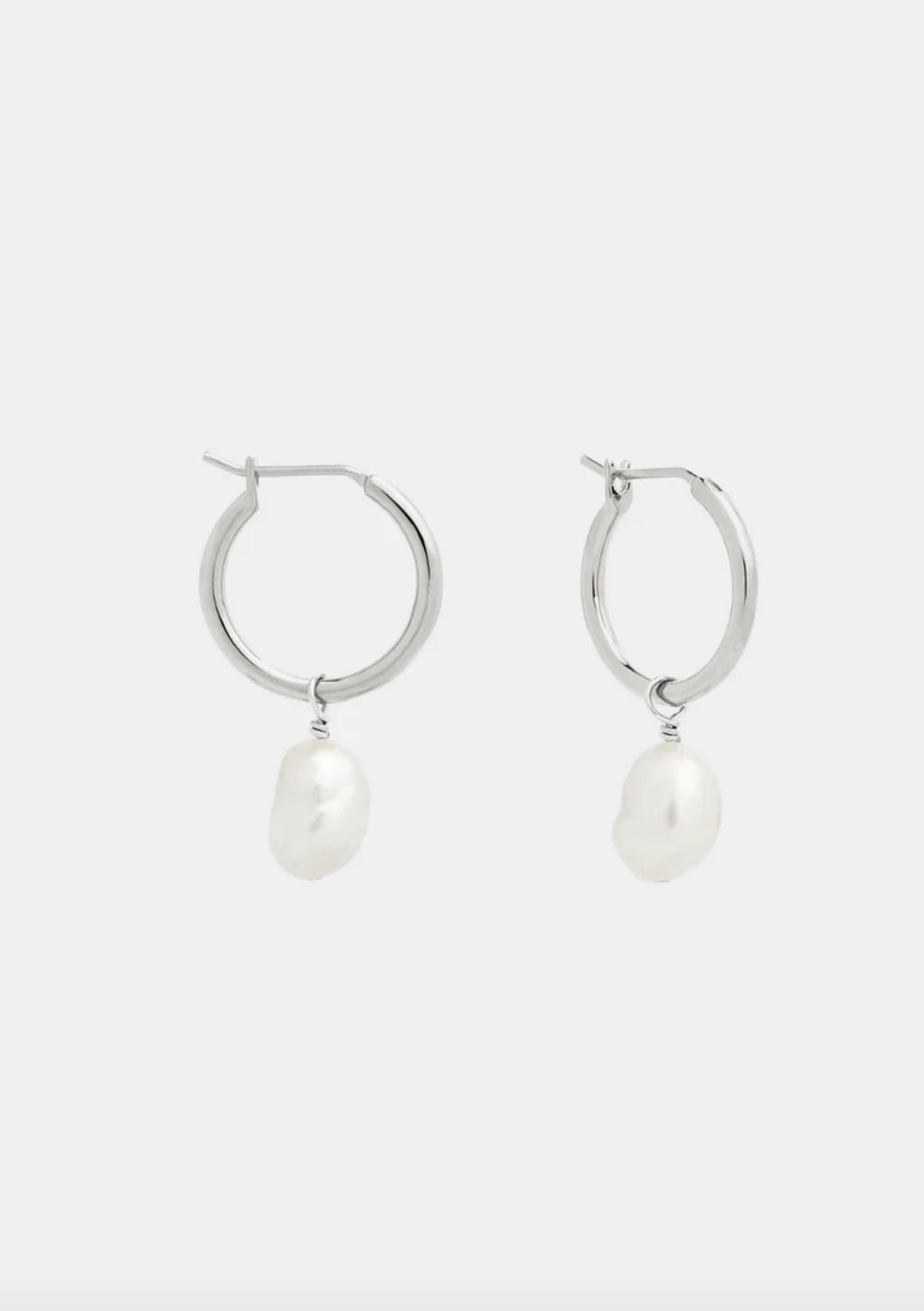 Mini Keshi Pearl Hoops - Silver