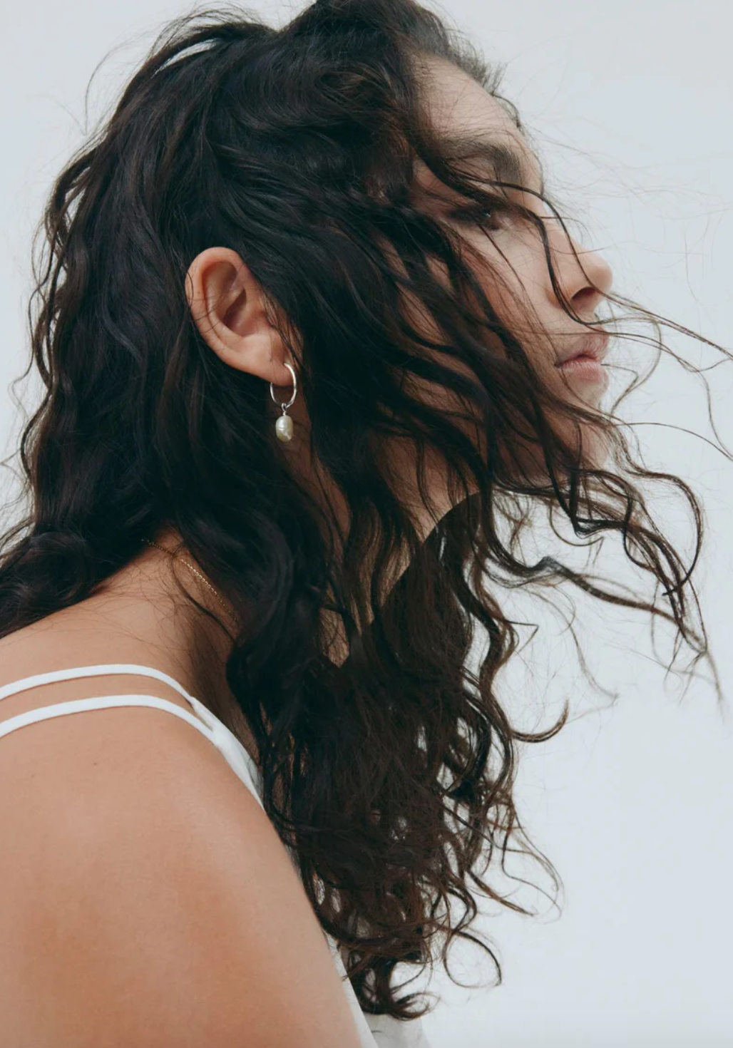 Mini Keshi Pearl Hoops - Silver