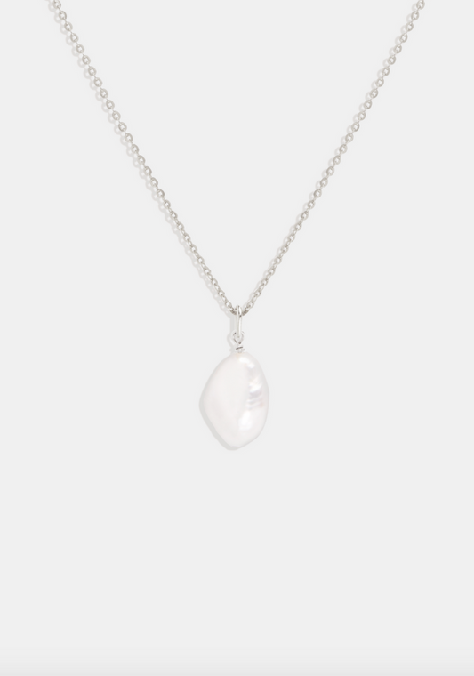 Keshi Pearl Necklace - Silver