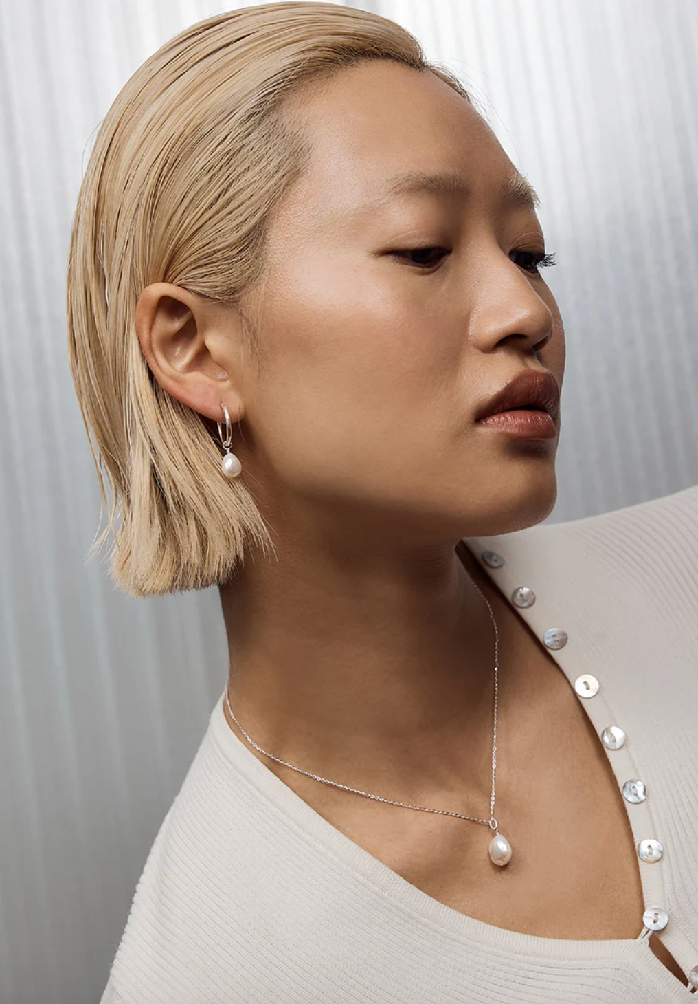 Keshi Pearl Necklace - Silver