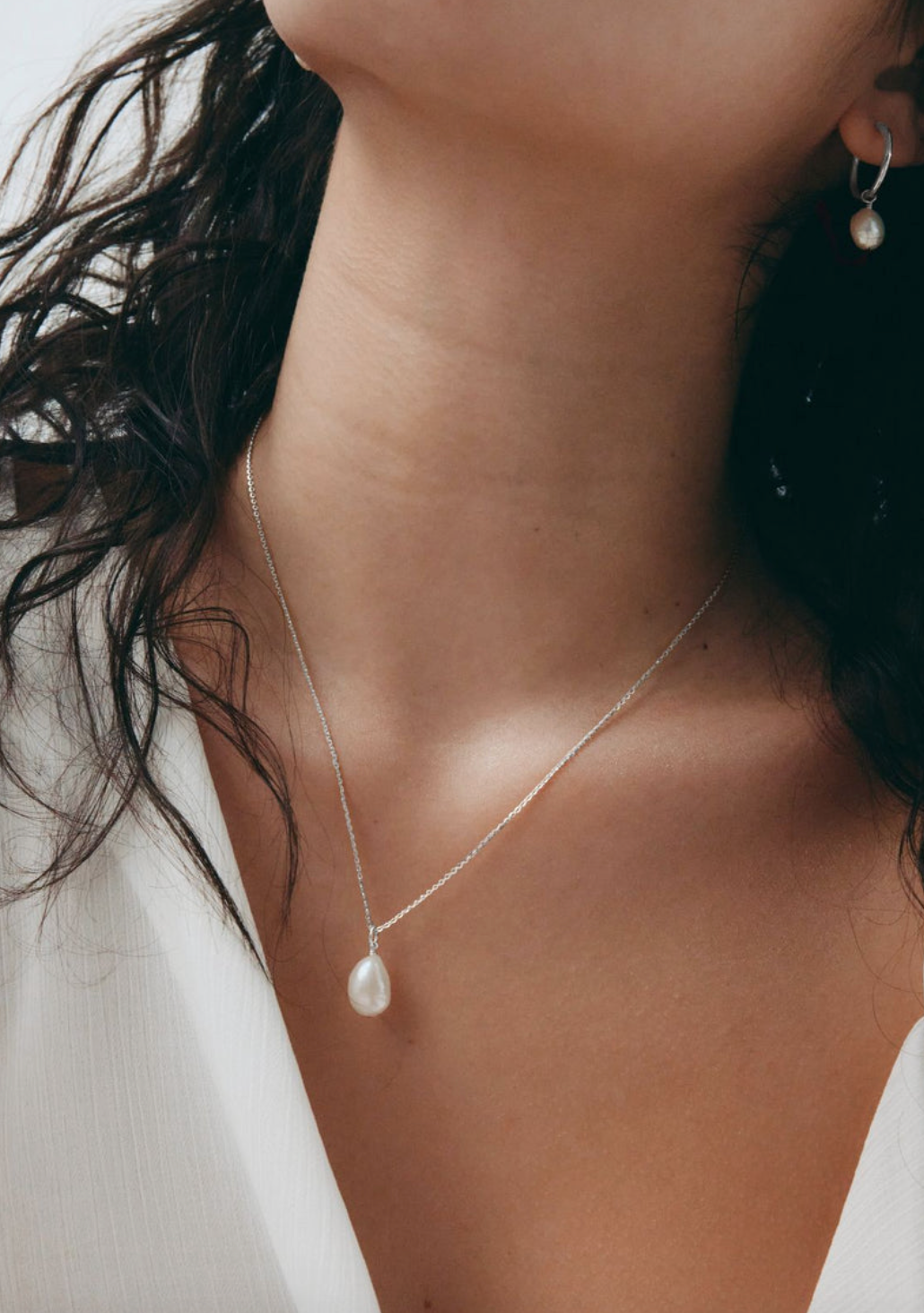 Keshi Pearl Necklace - Silver