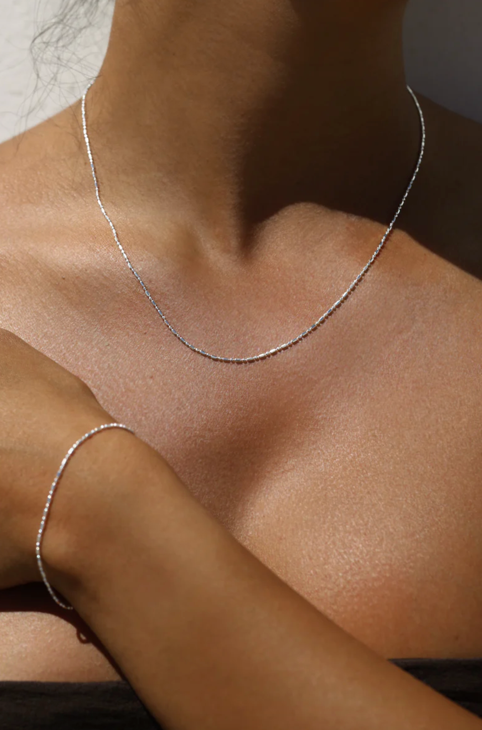 Dash Dot Chain Necklace - Silver