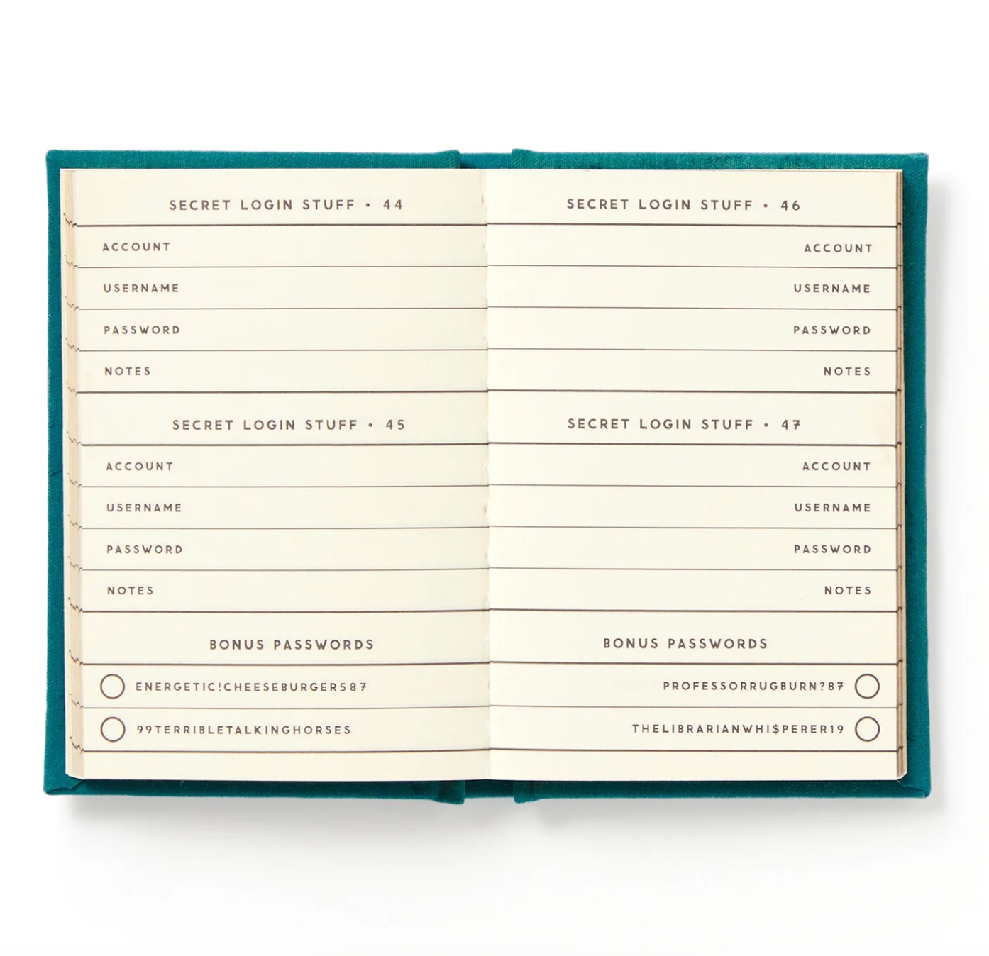 Definitely Not My Passwords - A Tiny Password Diary