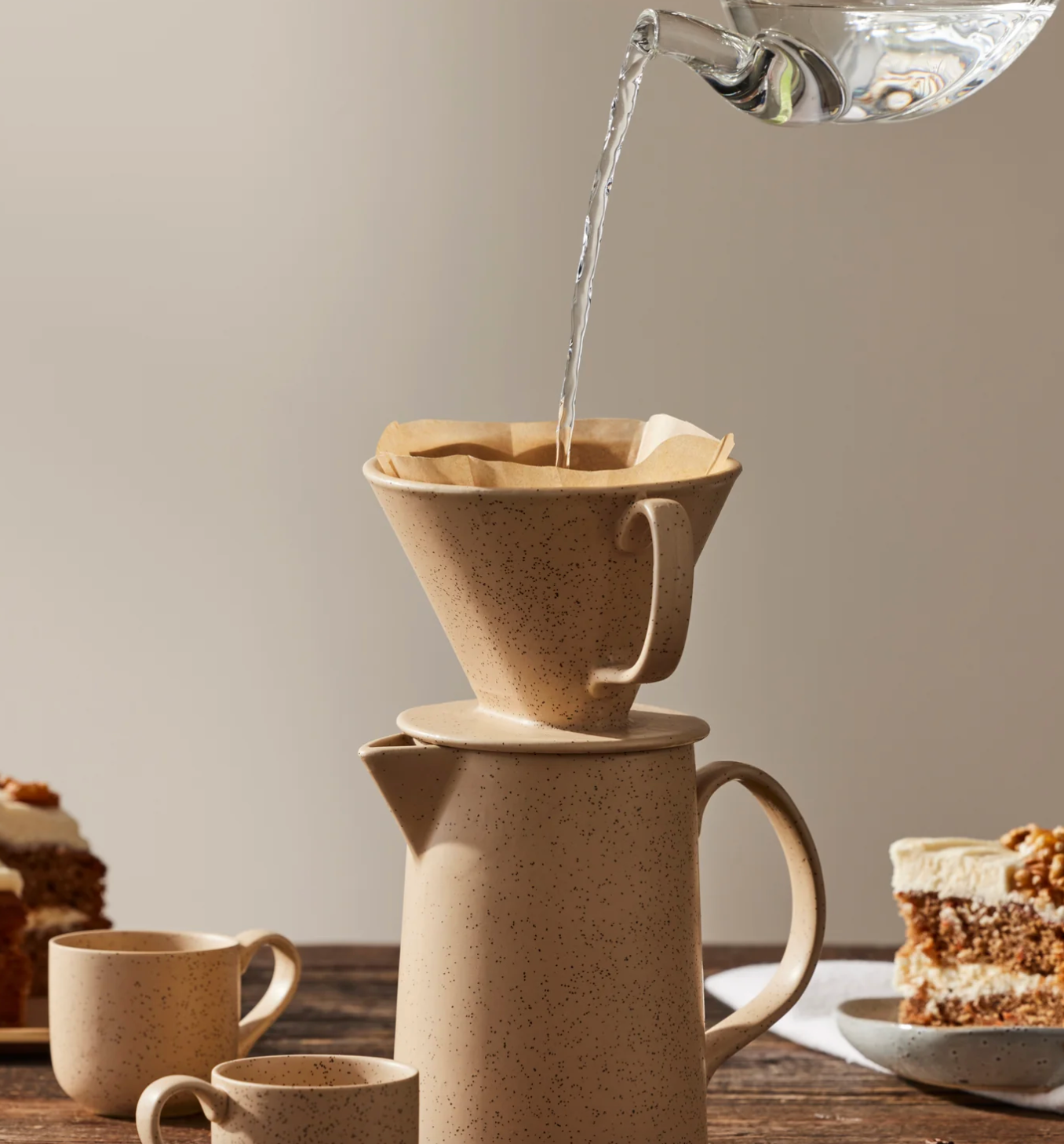 Aster Pour Over Coffee Jug with Filter - 600ml Natural