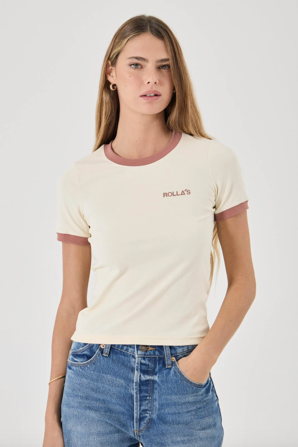 Classic Ringer Tee - Cream